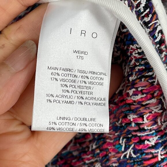 IRO Weird Tweed Fringed Rainbow Multicolor Open Knit Blazer Jacket FR36/US4 - Picture 11 of 12